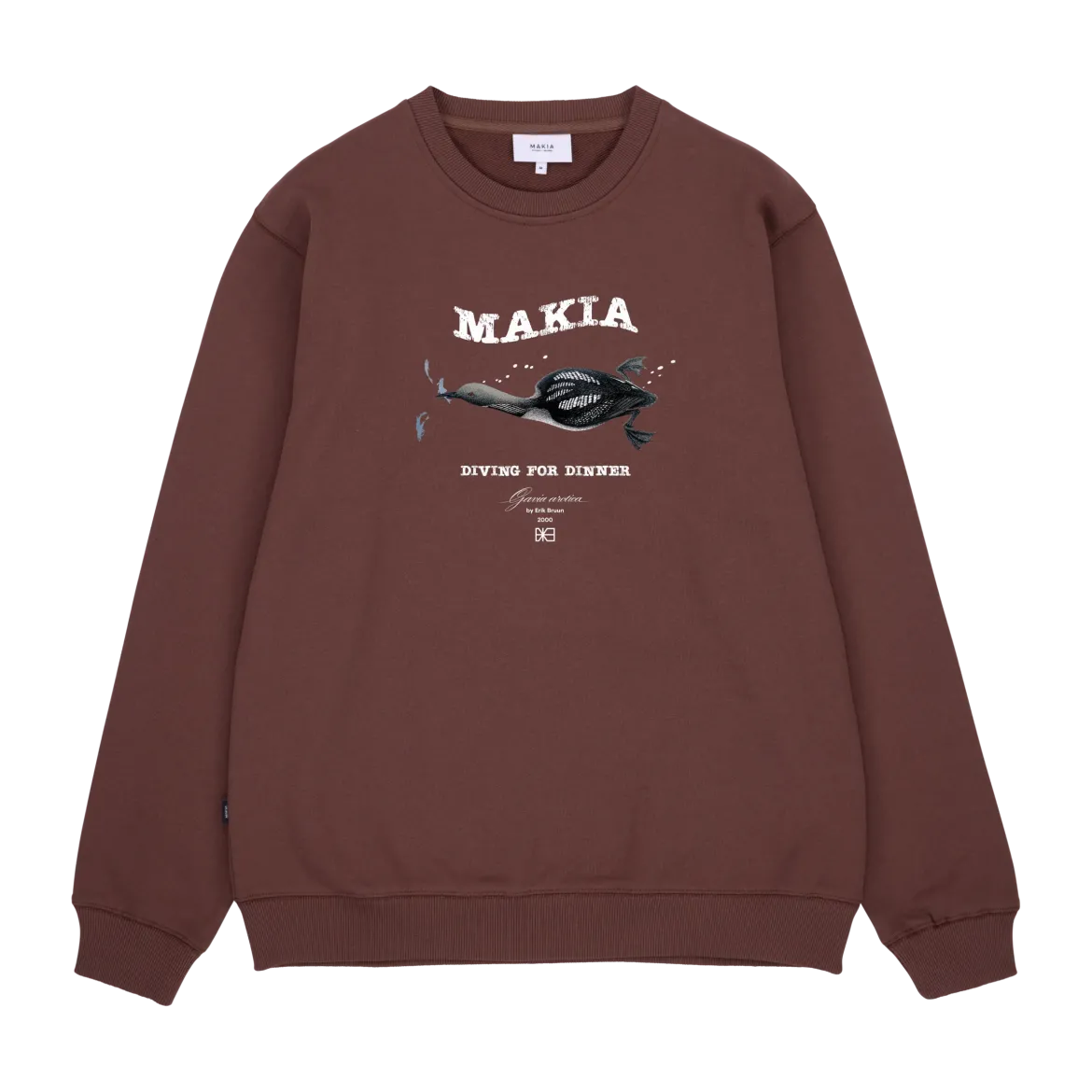Makia miesten collegepaita Loon Sweatshirt, tummanruskea