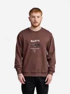 Makia miesten collegepaita Loon Sweatshirt, tummanruskea