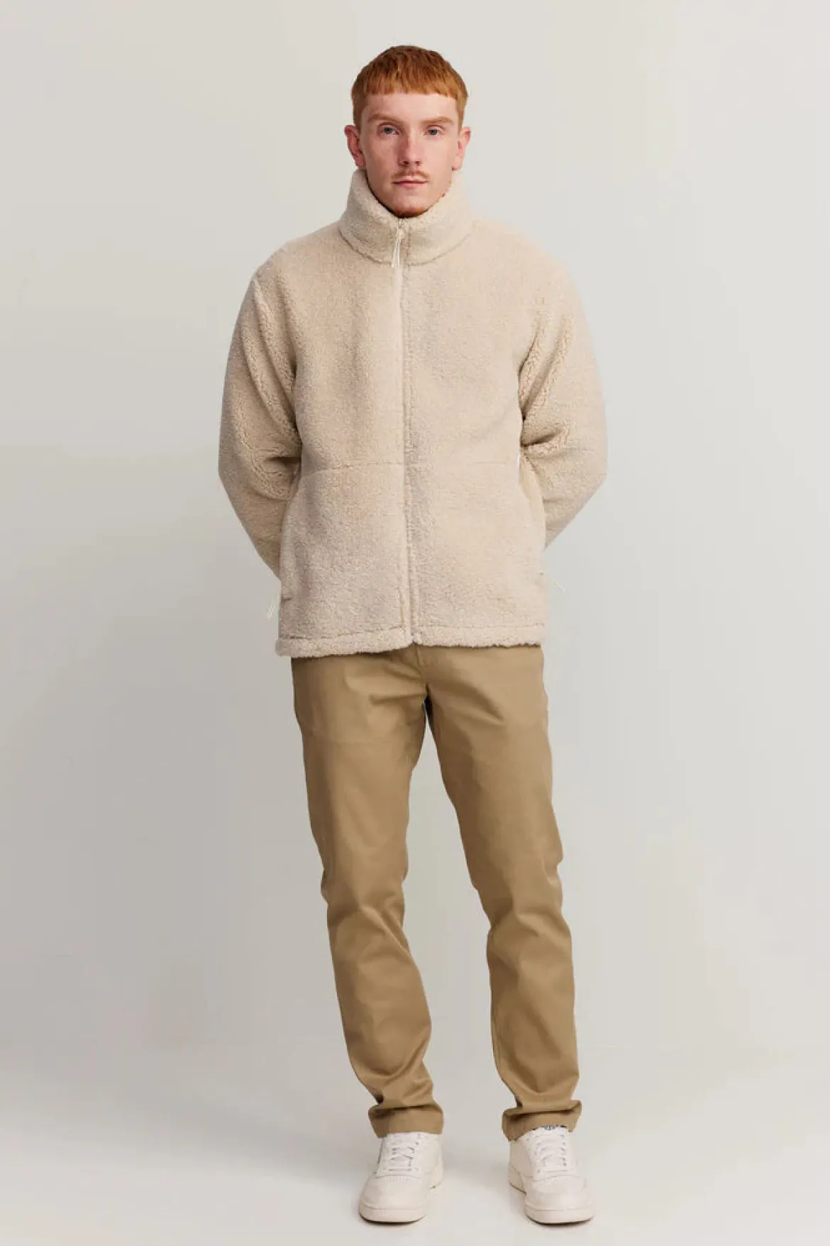 Makia miesten fleece, Lodge Zip Fleece Luonnonvalkoinen
