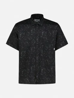 Makia miesten kauluspaita Pasturage Shirt Black Hayn, musta kuosi