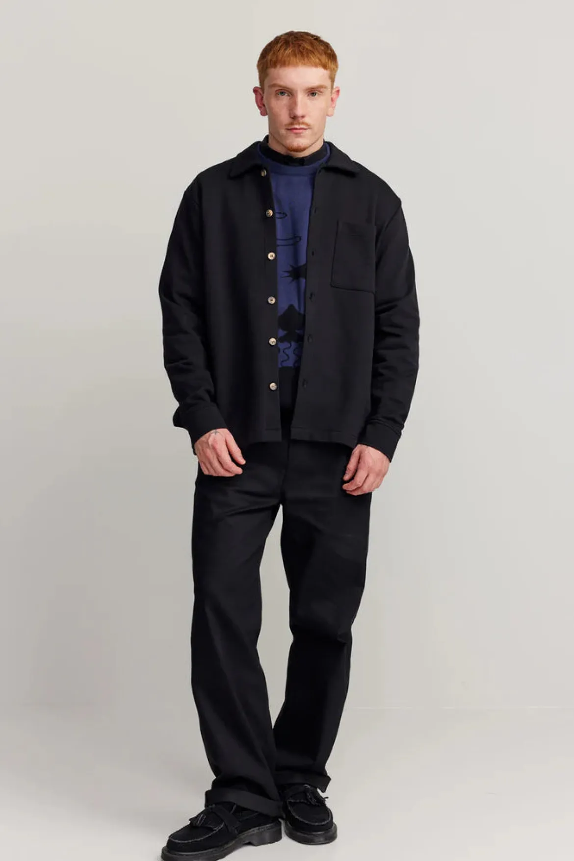 Makia miesten PAITATAKKI, PROCESS OVERSHIRT HEAVY JERSEY Musta