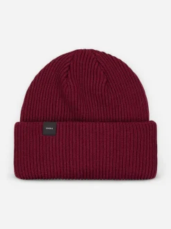 Makia miesten pipo Merino Beanie, tumma luumunpunainen