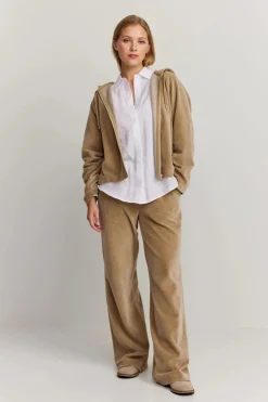 Makia naisten huppari Anne Zip Hoodie, vaalea beige