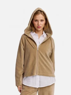 Makia naisten huppari Anne Zip Hoodie, vaalea beige