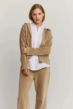 Makia naisten huppari Anne Zip Hoodie, vaalea beige