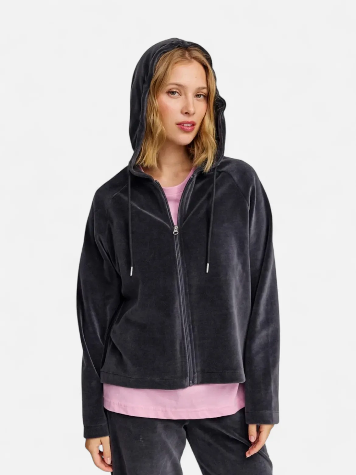 Makia naisten huppari Anne Zip Hoodie, tummanharmaa