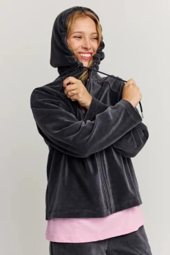 Makia naisten huppari Anne Zip Hoodie, tummanharmaa