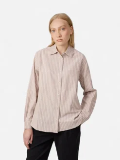 Makia naisten paitapusero Urpu Shirt, raidallinen beige