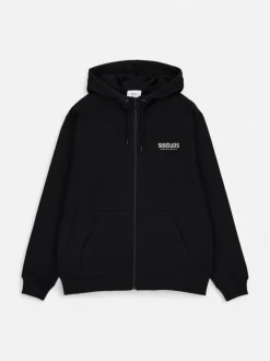 Makia x Sibelius miesten huppari Sibelius Silence Zip Hooded Sweatshirt, musta