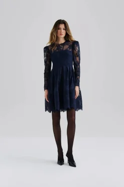 Malina naisten mekko, LEONI LACE MINI DRESS Tummansininen