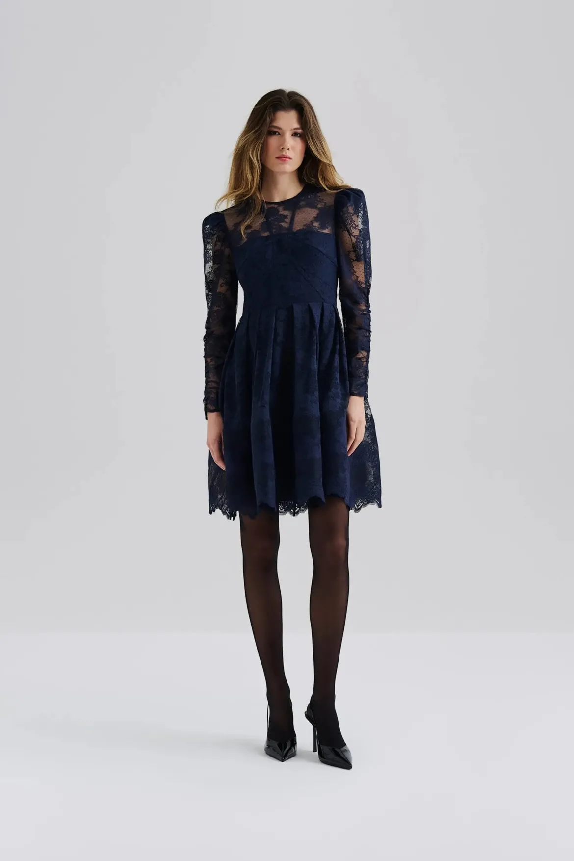Malina naisten mekko, LEONI LACE MINI DRESS Tummansininen