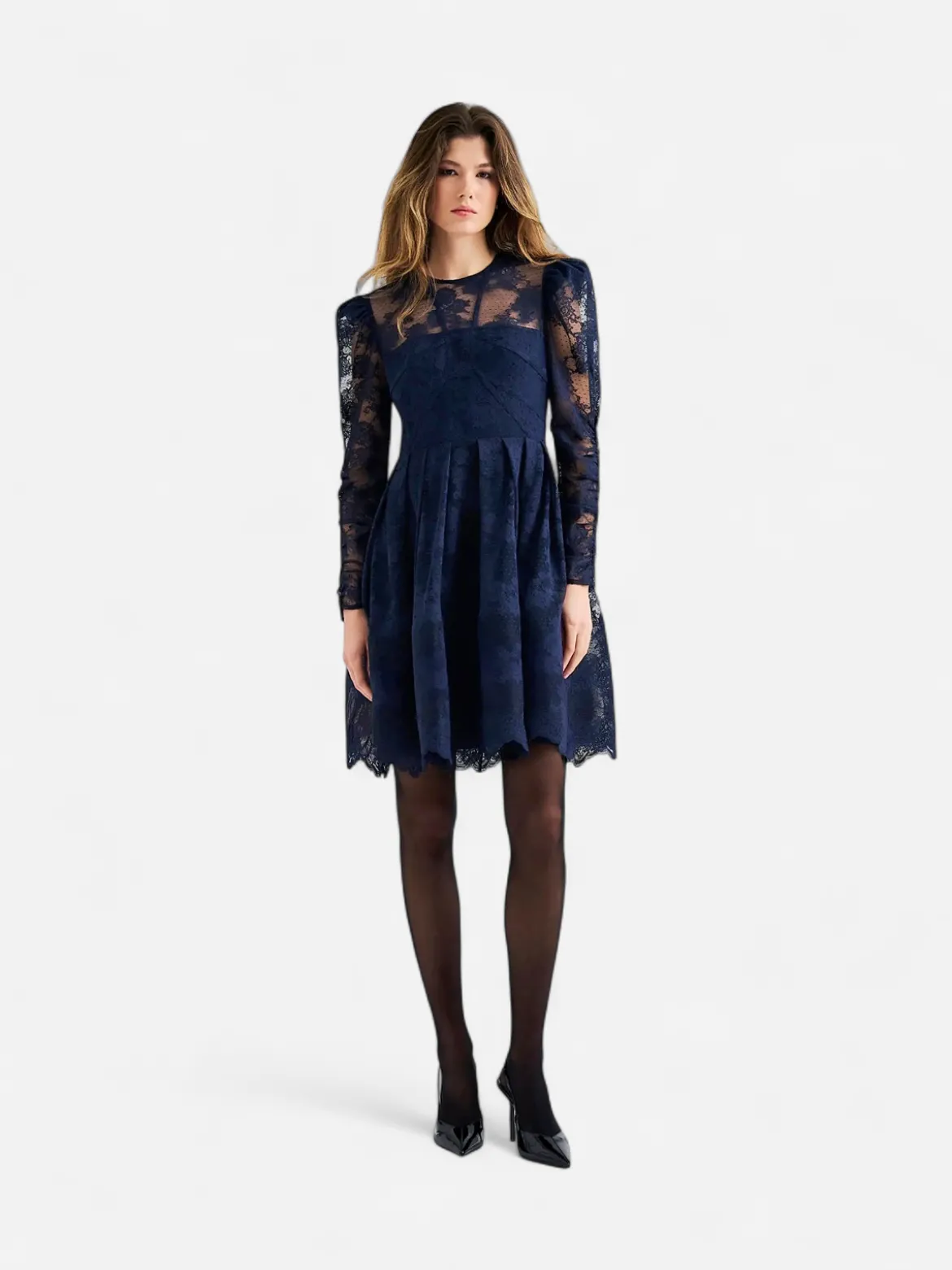 Malina naisten mekko, LEONI LACE MINI DRESS Tummansininen