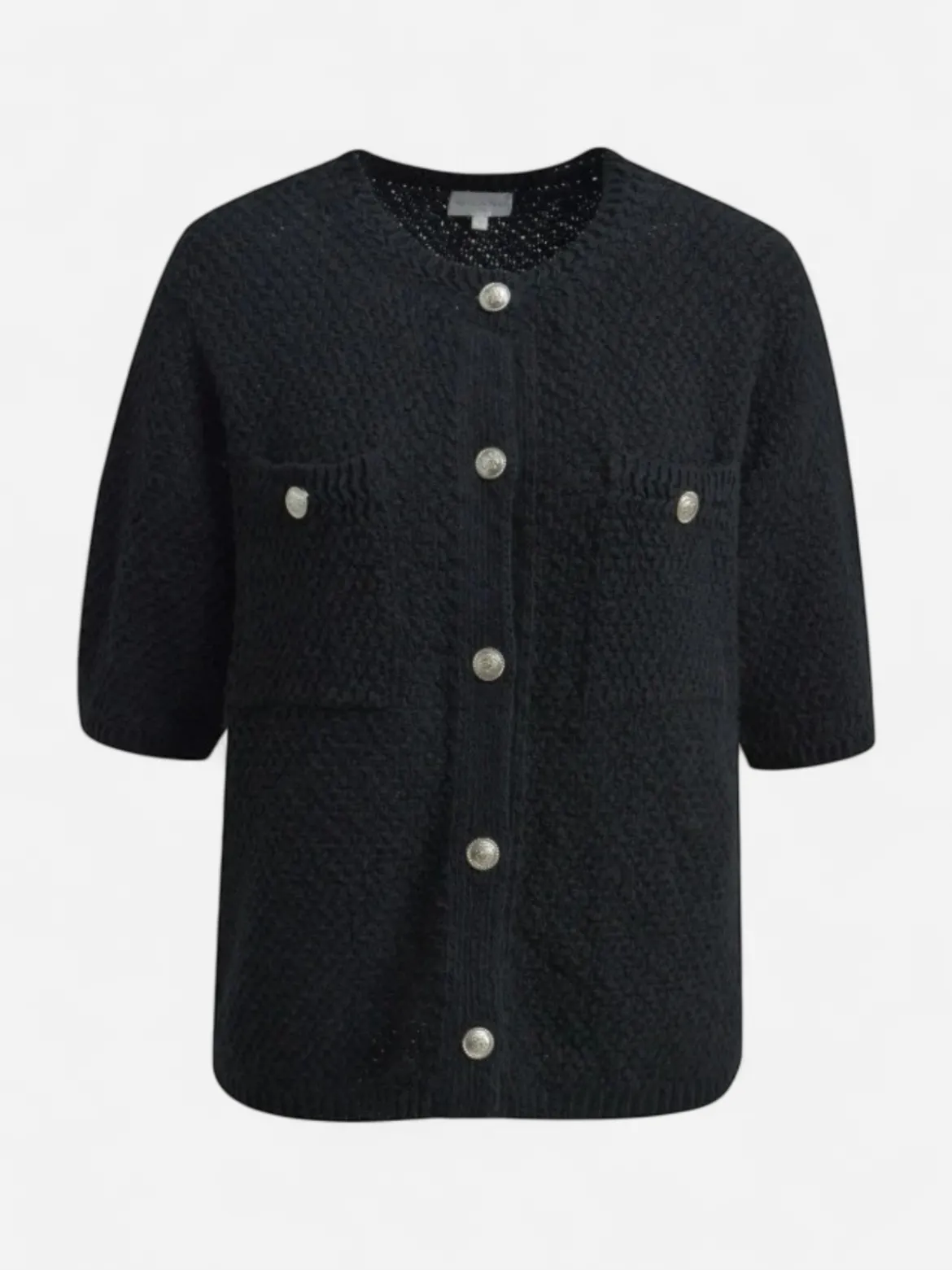 Milano Italy naisten neuletakki, CARDIGAN 1/2 SLEEVE BLACK Musta