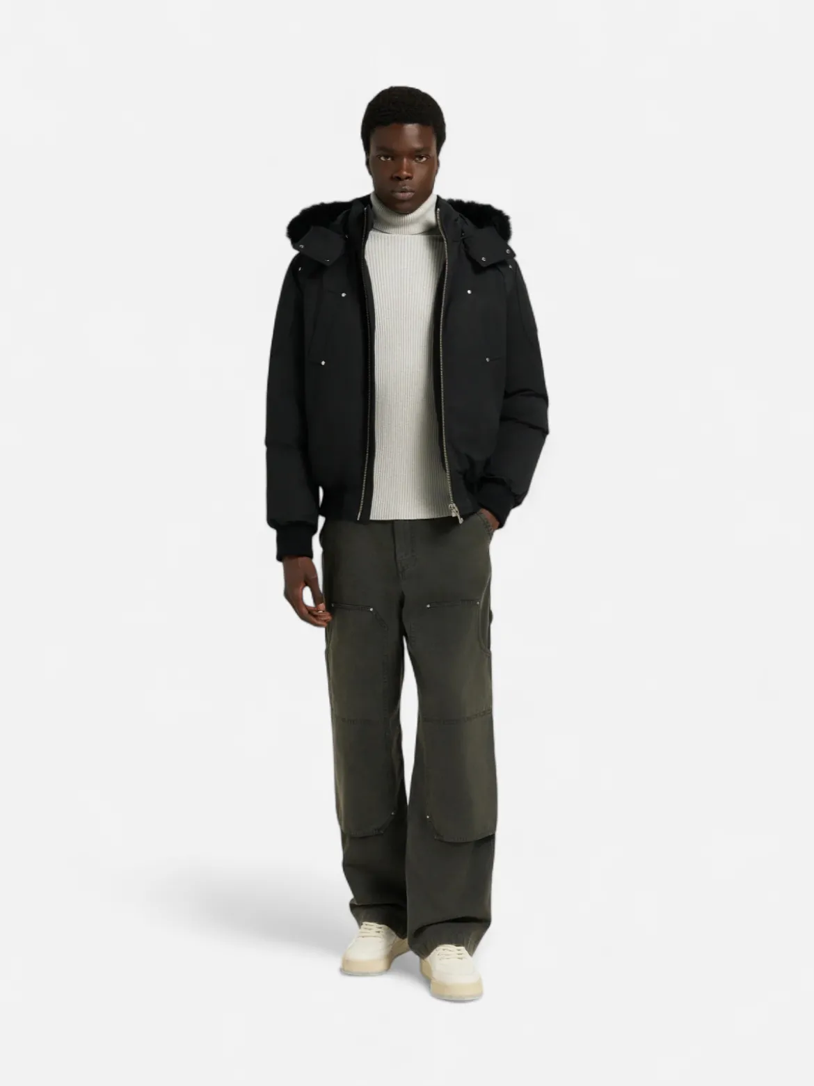 Moose Knuckles miesten toppatakit Original Ballistic Shearling Trim Bomber, musta