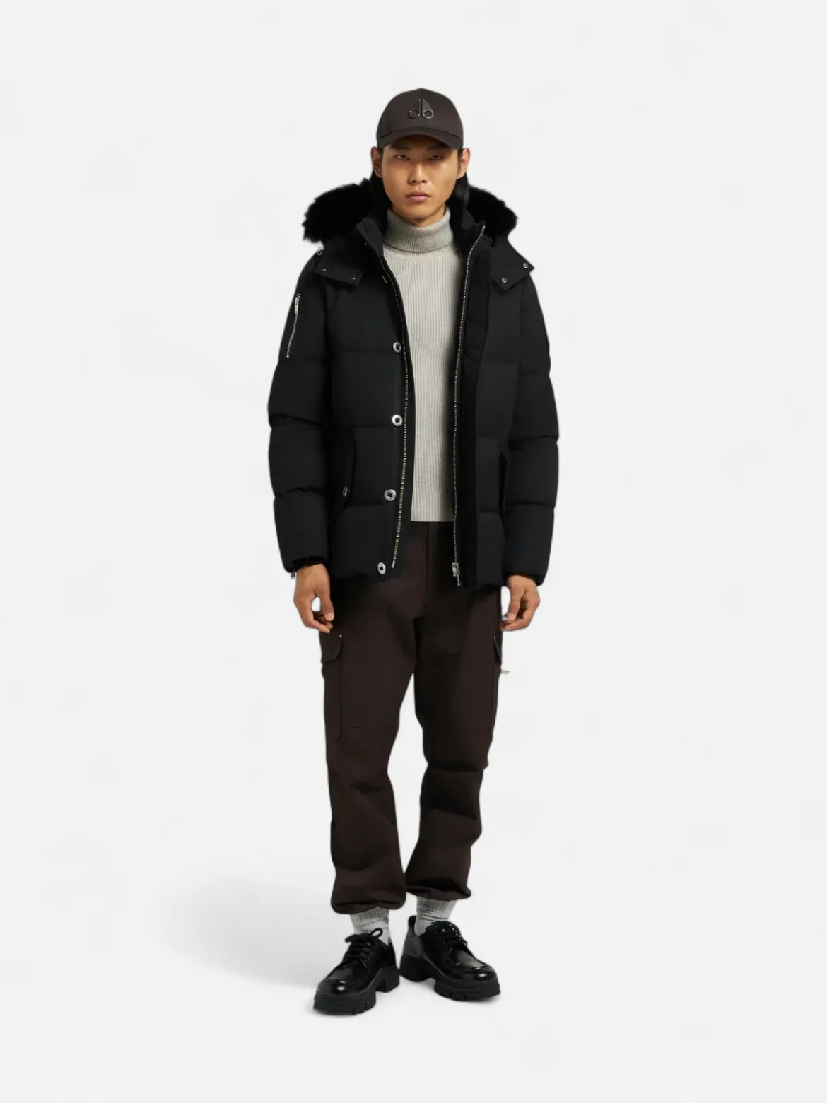 Moose Knuckles miesten untuvatakki Original Shearling Trim 3Q Jacket, musta