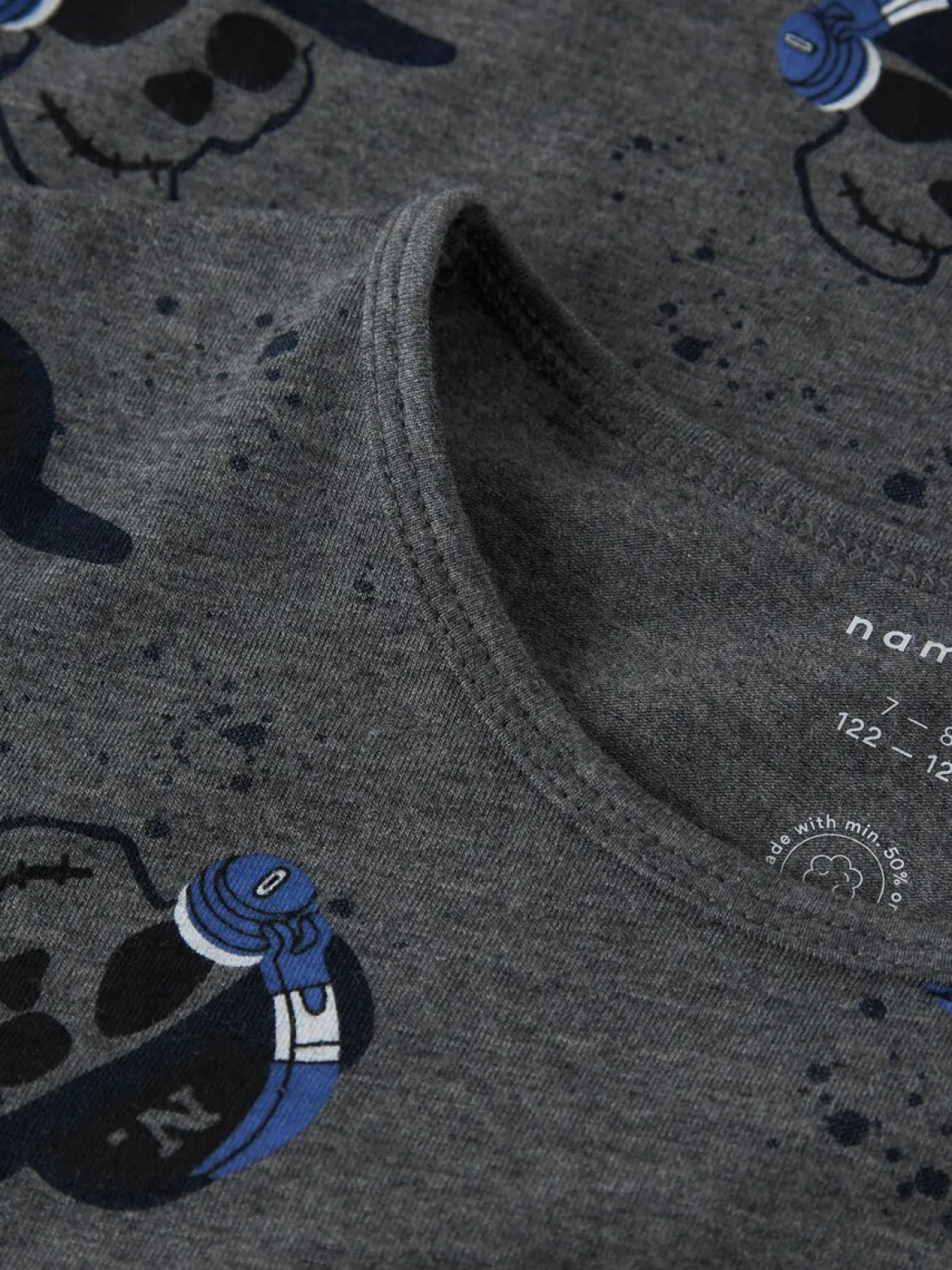 Name It lasten pyjama, NKMNIGHTSET DARK GREY SKULL Tummanharmaa