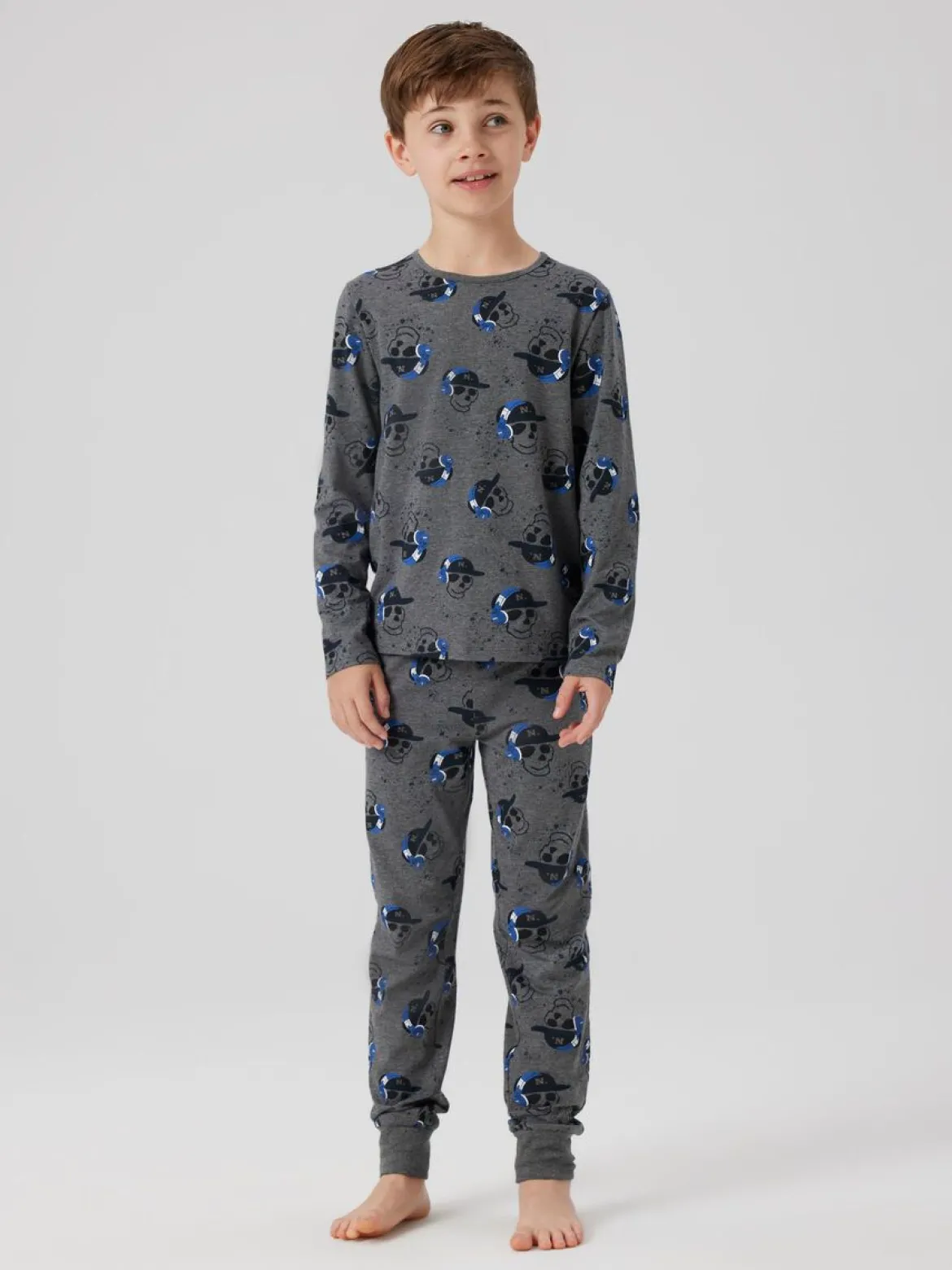 Name It lasten pyjama, NKMNIGHTSET DARK GREY SKULL Tummanharmaa