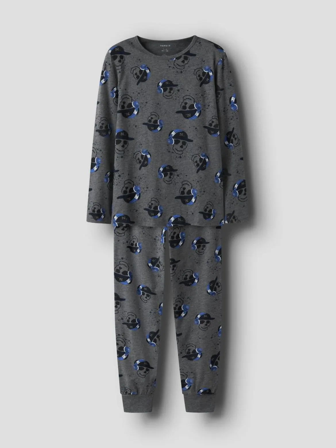 Name It lasten pyjama, NKMNIGHTSET DARK GREY SKULL Tummanharmaa