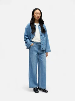 Object naisten farkut OBJROSIE MW WIDE Jeans, Light Blue Denim