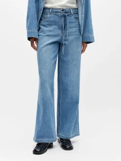 Object naisten farkut OBJROSIE MW WIDE Jeans, Light Blue Denim