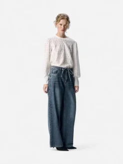 Object naisten farkut, OBJROSIE MW WIDE JEANS Medium Blue Denim