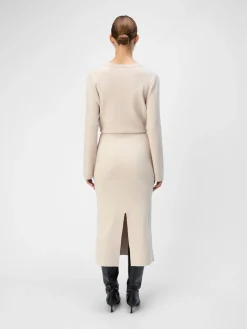 Object naisten hame, OBJREYNARD HW KNIT SKIRT Silver Gray