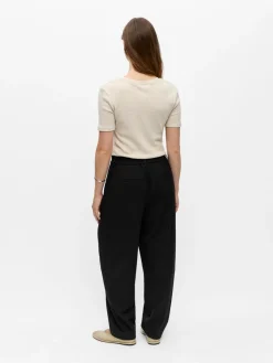 Object naisten housut Lisa HW Ankle Barrel Pant, musta