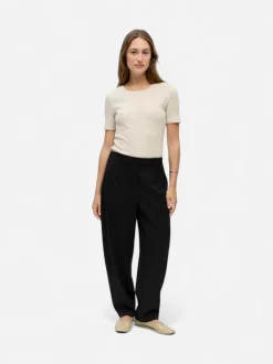 Object naisten housut Lisa HW Ankle Barrel Pant, musta