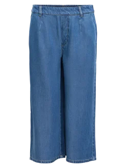 Object naisten housut OBJFrame MW Culotte Pant Noos, Medium Blue Denim