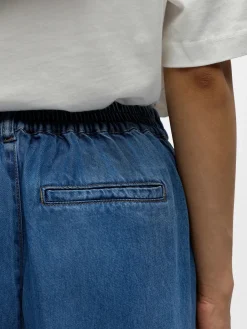 Object naisten housut OBJFrame MW Culotte Pant Noos, Medium Blue Denim