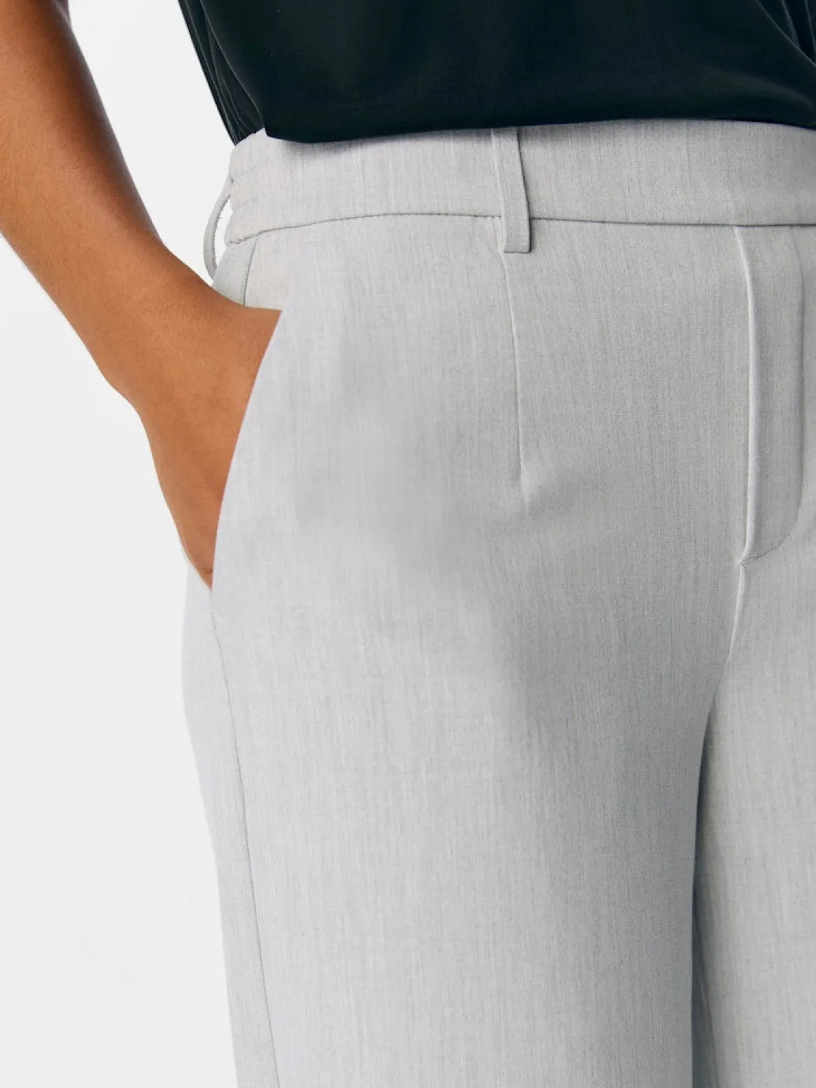 Object naisten housut OBJLisa Wide Pant, Light Grey Melange