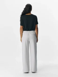 Object naisten housut OBJLisa Wide Pant, Light Grey Melange