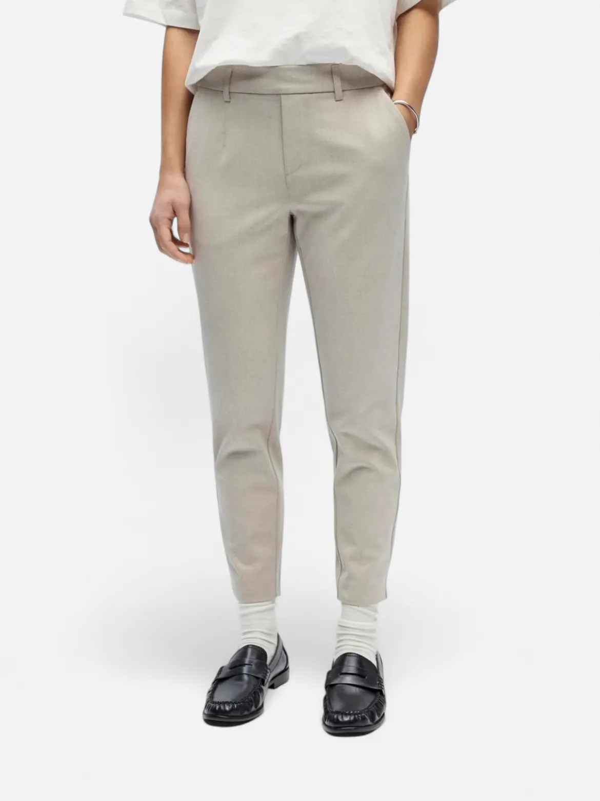 Object naisten housut Objlisa Slim Pant, Humus Melange
