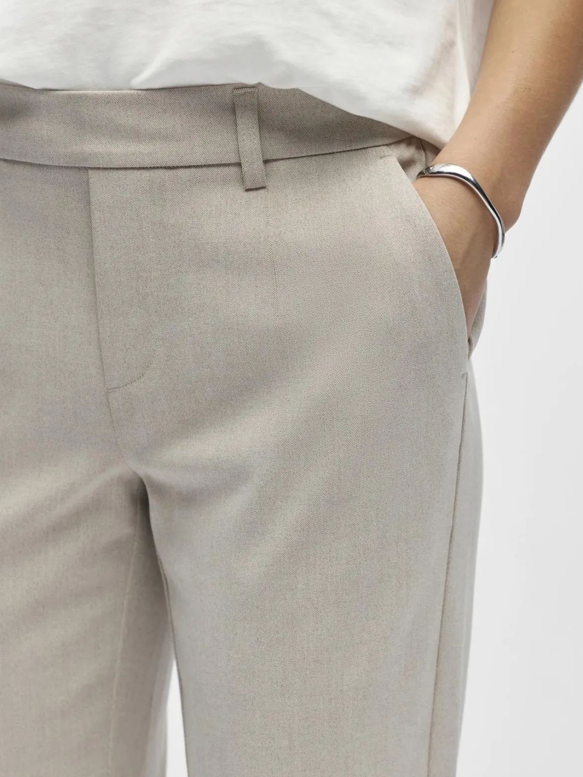 Object naisten housut Objlisa Slim Pant, Humus Melange