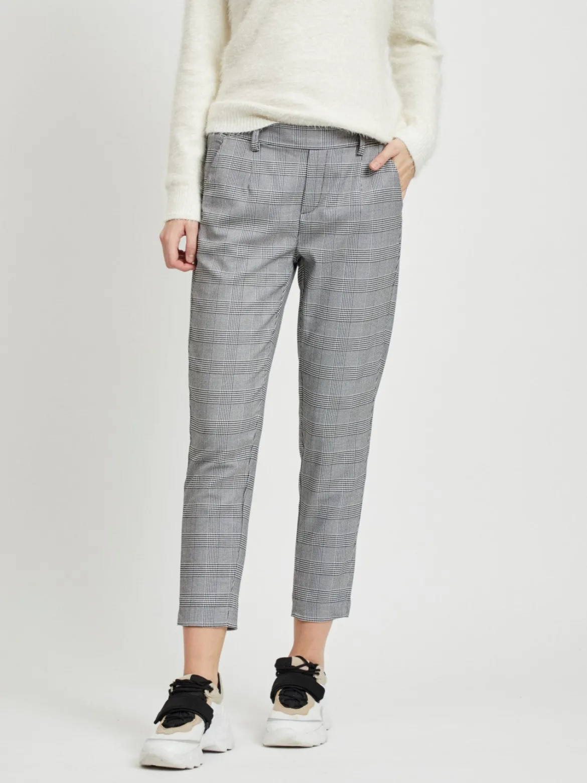 Object Naisten Housut, Objlisa Slim Pant NOOS Musta Ruutu