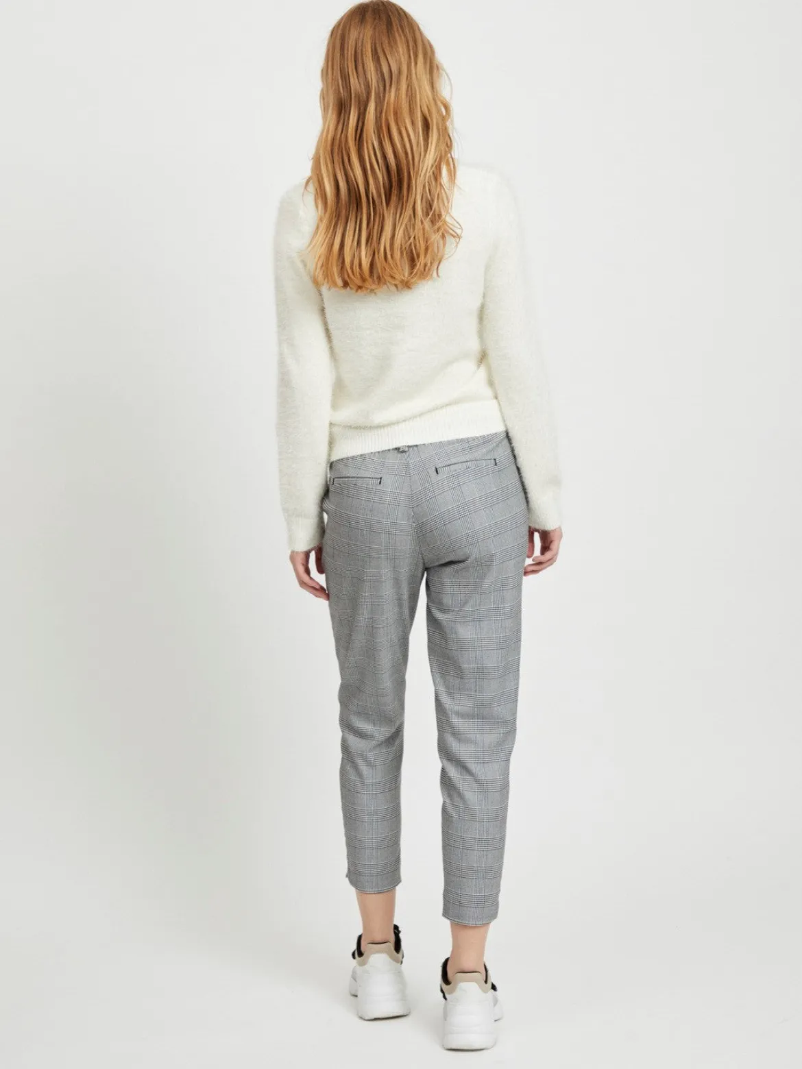 Object Naisten Housut, Objlisa Slim Pant NOOS Musta Ruutu