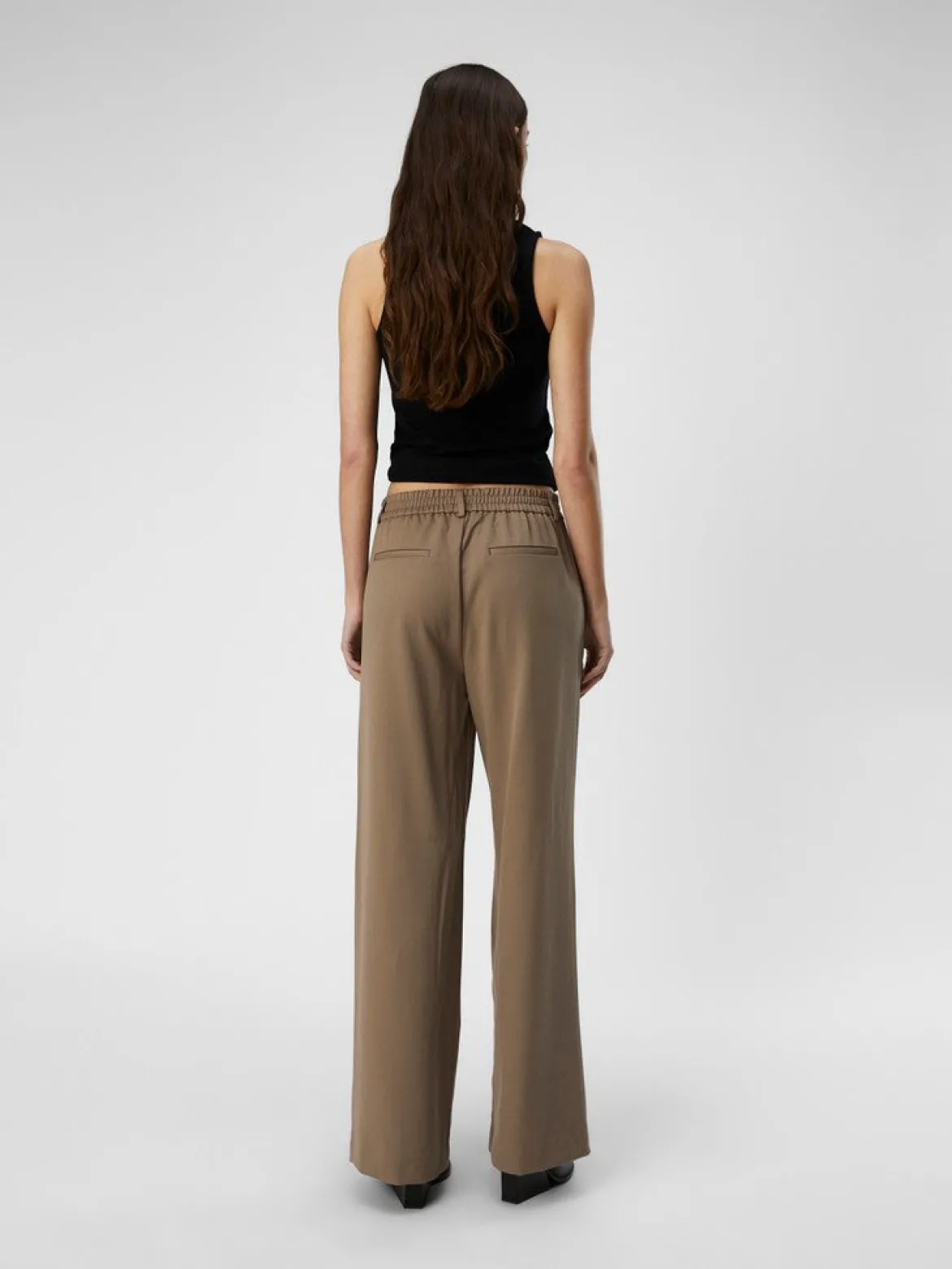 Object naisten housut OBjLisa Wide Pant, Fossil