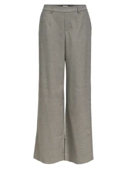 Object naisten housut ObjLisa Wide Pant, Grey Thin Beige