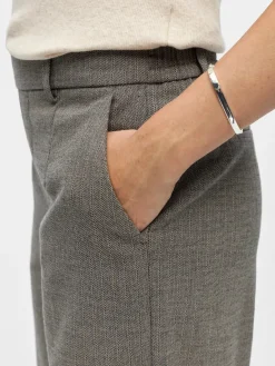 Object naisten housut ObjLisa Wide Pant, Grey Thin Beige