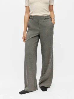 Object naisten housut ObjLisa Wide Pant, Grey Thin Beige