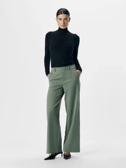 Object Naisten Housut, OBJLISA WIDE PANT NOOS H Laurel Wreath