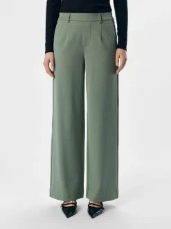 Object Naisten Housut, OBJLISA WIDE PANT NOOS H Laurel Wreath