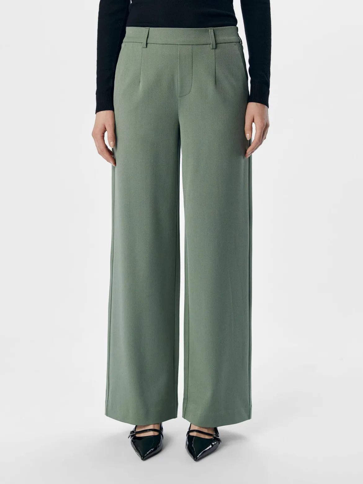 Object Naisten Housut, OBJLISA WIDE PANT NOOS H Laurel Wreath