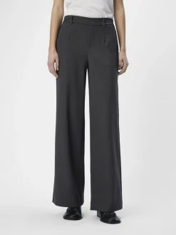 Object naisten housut OBJLisa Wide Pant, Medium Grey Melange