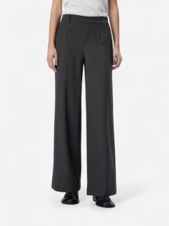 Object naisten housut OBJLisa Wide Pant, Medium Grey Melange