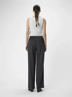 Object naisten housut OBJLisa Wide Pant, Medium Grey Melange