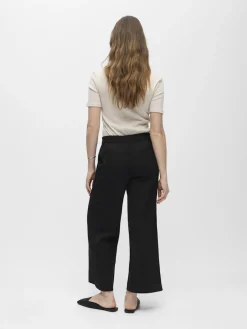 Object naisten housut OBJLisa Cropped Wide Pant Div, Black