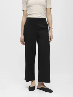 Object naisten housut OBJLisa Cropped Wide Pant Div, Black
