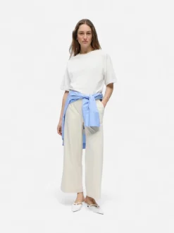 Object naisten housut OBJLisa Cropped Wide Pant Div, Sandshell