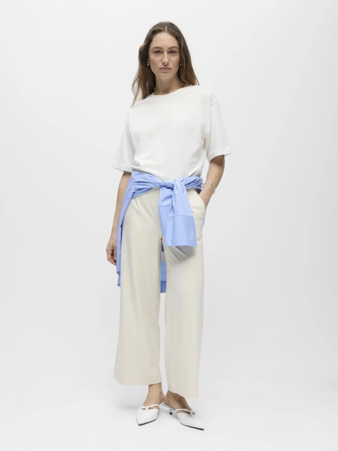Object naisten housut OBJLisa Cropped Wide Pant Div, Sandshell
